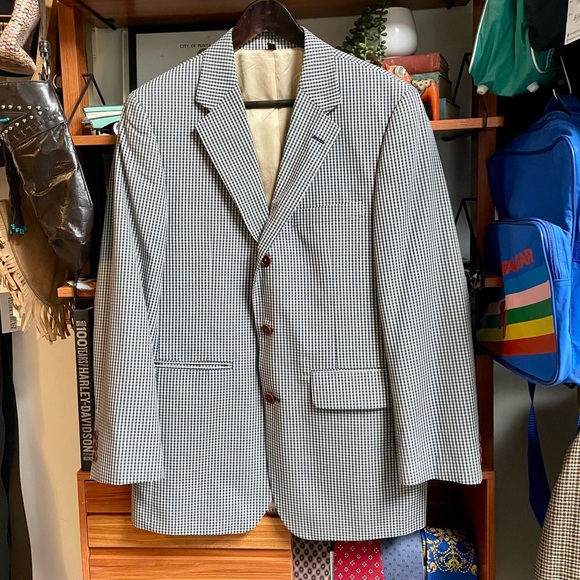 Orvis Other - Orivs Classic Blue and Tan Gingham Three-Button Sport Coat Blazer Size 38R